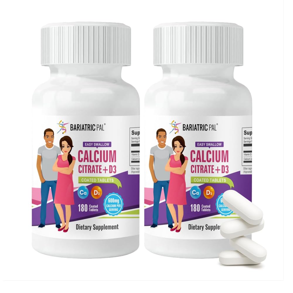 BariatricPal Easy Swallow Calcium Citrate (600 מ"ג) ו-D3 Coated Tablet (60 יום אספקה)