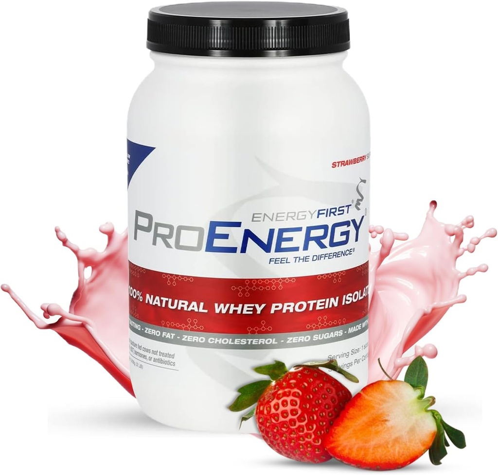 אנרגיה ראשונה Grass-Fed Strawberry חלבון Isolate (2lb), High-Protein Shake for Meal Switch & Recovery, Non-GMO, Gluten-Free, 37 משרתים