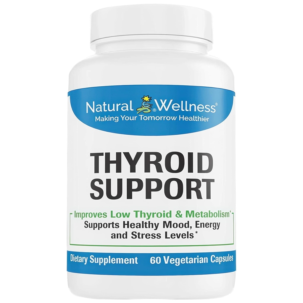 תמיכה טבעית Thyroid - Iodine, Selenium & L-Tyrosine תוסף עבור פונקציונליות Thyroid בריא, אנרגיה, מטאבוליזם - תמיכה Thyroid עבור נשים וגברים - 60 קפסולות צמחוניות