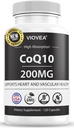 CoQ10 - מיוצר בארה"ב, 120 קפסולות, 200 מ"ג (4-Month Supply), Ultra High Absorption Coenzyme Q10 תוסף - Antioxidant for Heart, Escular Health and Energy Boost