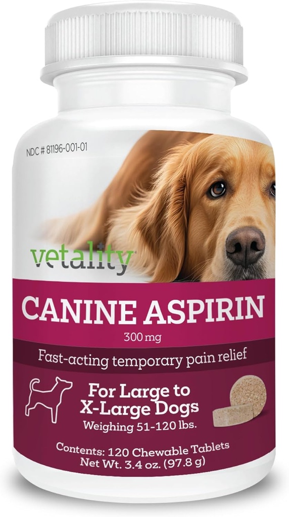 Vetality Canine Aspirin for Dogs: Fast Pain Relief - גדול לכלבים X-Large