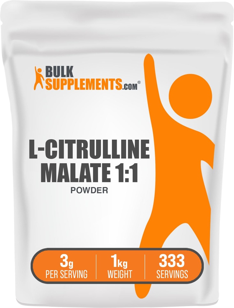 BulkSupplements.com L-Citrulline Malate 1:1 אבקה - אבקת Citrulline, Amino Acid תוספת - Unflavored & Gluten חינם - 3g לכל המשרתים, 1kg (2.2 lbs) (Pack of 1)