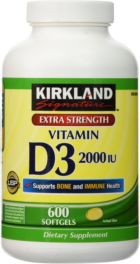 קירקלנד תוספת כוח ויטמין D-3 2000 IU 600 Soft Gels