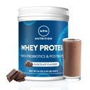 MRM תזונה Whey חלבון | שוקולד פלח | 18g חלבון | עם 2 מיליארד פרוביוטיקה + אנזימים העיכול + BCAAs
