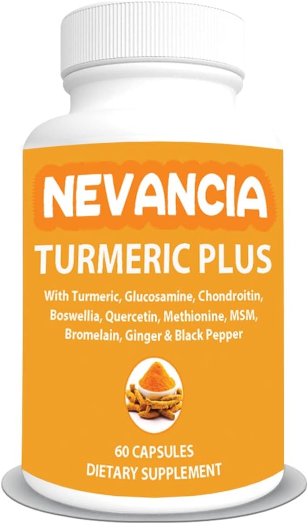 Turmeric Plus - עם Turmeric, Glucosamine, Chondroitin, Boswellia, Methionine, MSM & More - 10 Ingredients כי תמיכה משותפת, העצמות, העור, העיכול, הלב & Immune בריאות - 60 קפסולות