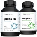 Smarter Gut Health Probiotics - תמיכה תזונתית & Immune + Smarter Nutrition Enzymes - Daily Digestive Aids with 16 אנזימים טבעיים שונים