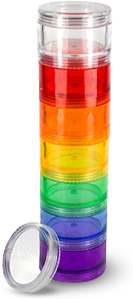 7 יום תרופות גלולות מארגנת - Stackable Pill Box - Fits Small Tablets & ויטמינים תוספי מזון, שמור על התרופה היומית שלך מאורגן במקום אחד - Medium - Rainbow