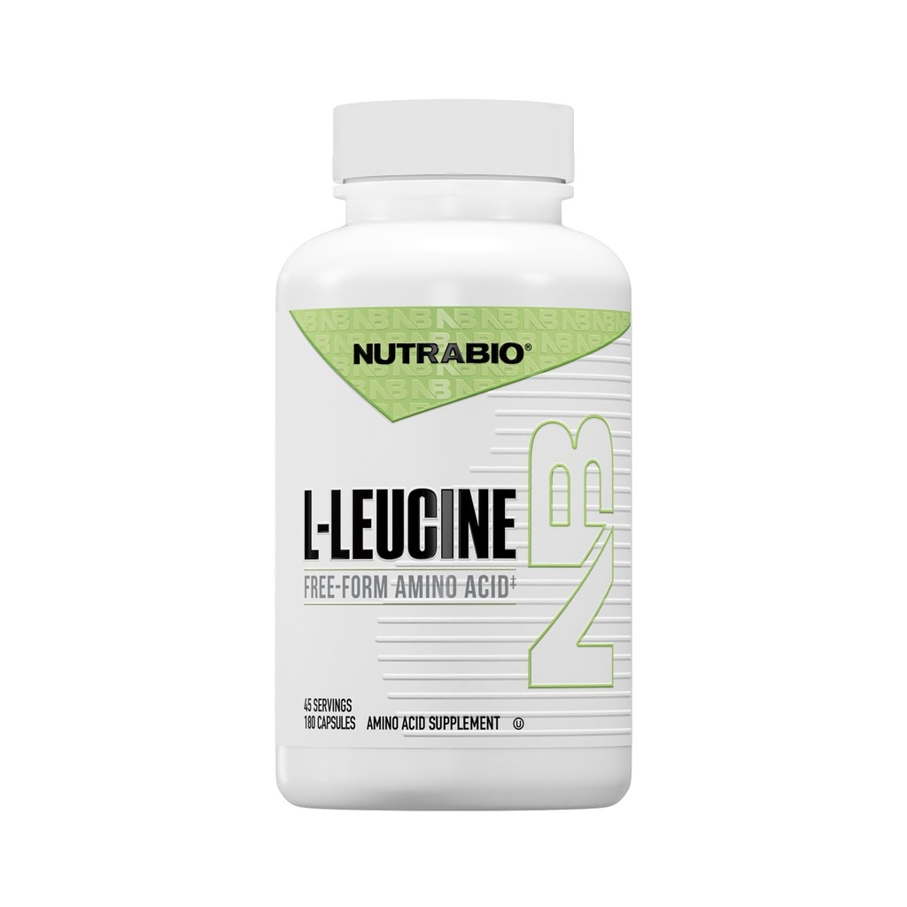 NutraBio L-Leucine תוסף - Optimal Amino Acid עבור צמיחה שריר ושיקום - באופן טבעי פורה טופס חינם Leucine Am Acids תוסף - טבעוני, Non-GMO, Gluten Free - 400 מ"ג, 180 קפסולות