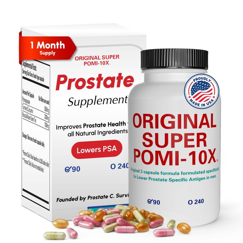 Orignal Super POMI 10X Prostate Health Supplements for Men - Herbal Formula with Pomegranate, Turmeric, and Green Tea - תומך בפונקציה Prostate ומקדם את Urinary Comfort - 90 הרוזן הרוזן