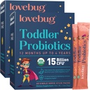 LoveBUG Kids Probiotic אבקה עם Preביוטיקה סיבים - טודילר תמיכה ו- Constipation הקלה - USDA אורגני Probiotics for Childrens Gut & Digestive Health (Ages 1-4) - 60 Pack (Unflaved)