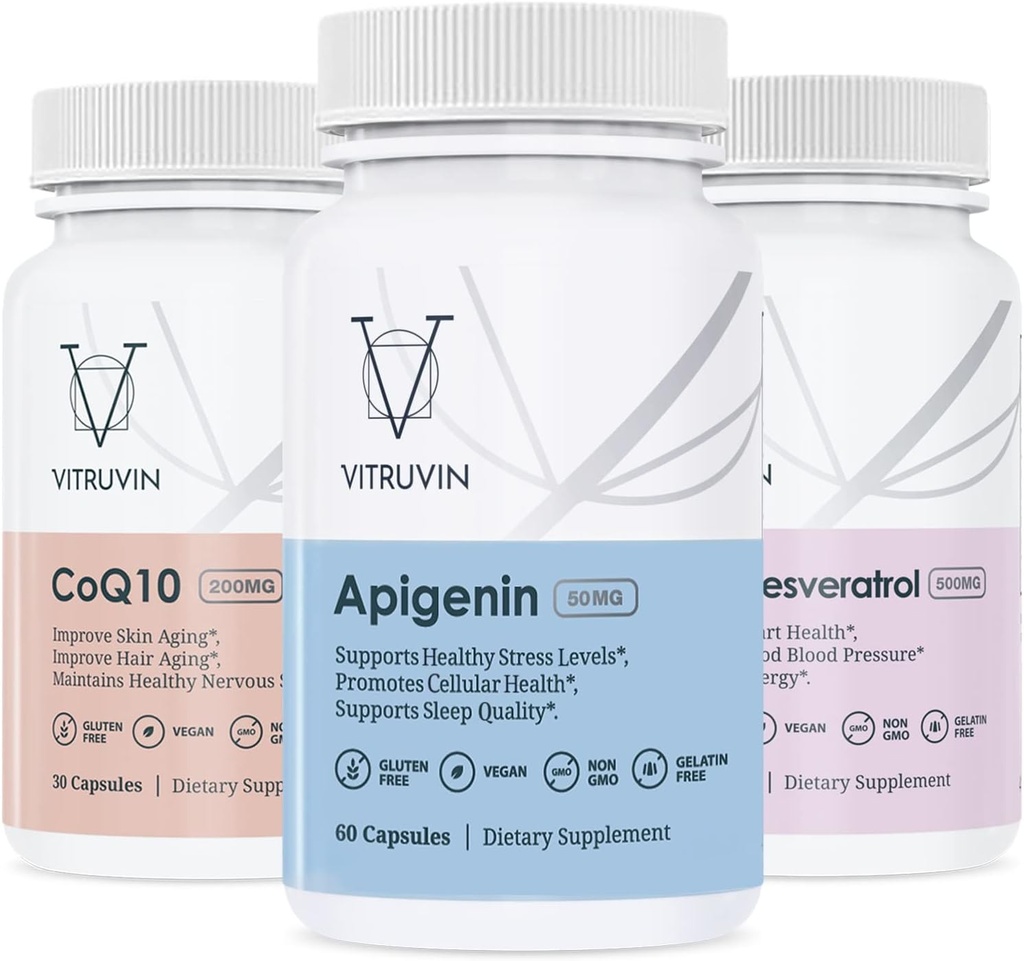Vitruvin Sport Recovery (Apigenin 2 x 50 מ"ג, COQ10 200 מ"ג, Resveratrol 500 מ"ג) טבעוני, Non-GMO, Gluten-Free, Gelatin-Free.
