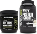 NutraBio Creatine Monohydrate, Unflavored, 150g ו Whey חלבונים Isolate, Unflavored, תוספת Bundle - שריר אנרגיה, Lean Growth, התאוששות וכוח