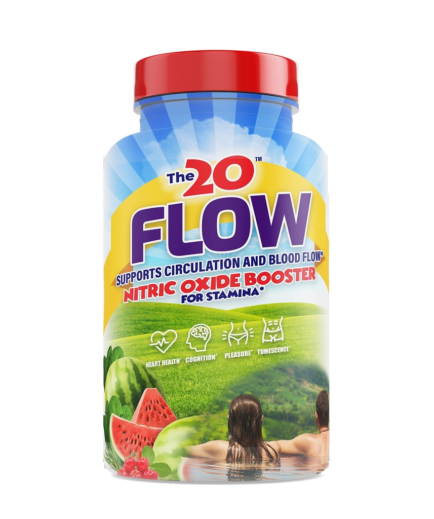 The20: Flow - Nitric Oxide תוסף - 60 קפסולות - L-Citrulline from Organic Watermelon, Organic Spinach, and Organic Acerola Cherries - for Heart, Brain and Total Health - Noten Gluten