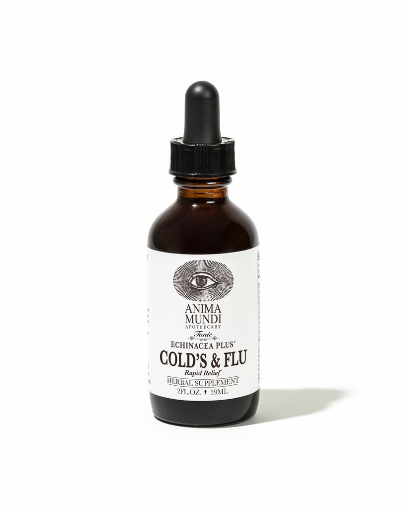 Anima Mundi Apothecary Cold's & Flu Tonic - Immune Support טיפות עם Echinacea, Garlic, Turmeric Root & Fresh Joker - Immune System Support Supplement (2oz / 60 מ"ל)