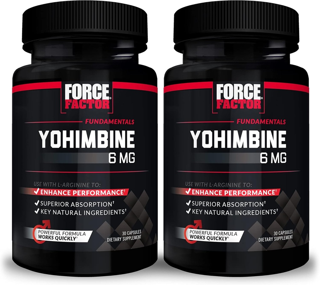 תוסף כוח Yohimbine עבור גברים, Yohimbe Bark לחלץ עם Absorption העליון כדי לשפר את הביצועים, 6 מ"ג Yohimbine Bark Pills with Key Ingredients, 30 Count (Pack of 2)