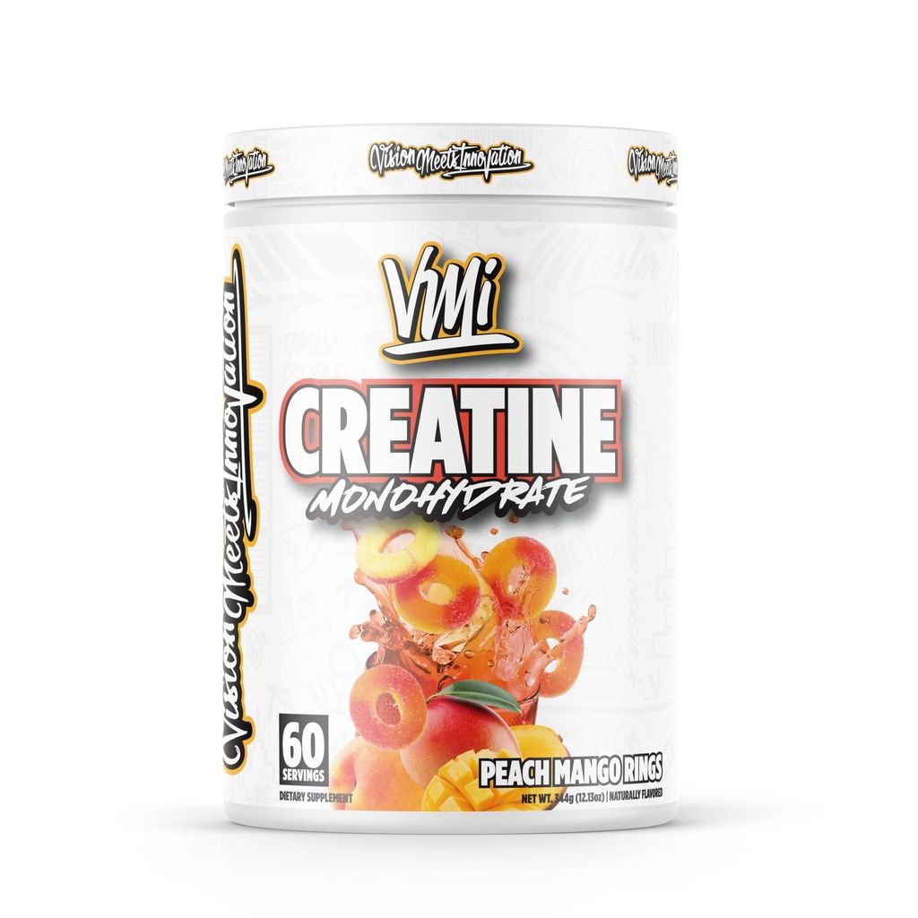 VMI Sports Creatine Monohydrate אבקת מסת - כוח - גודל - כוח / 5 גרמות לשרת (60 משרתים, טבעות מנגו)
