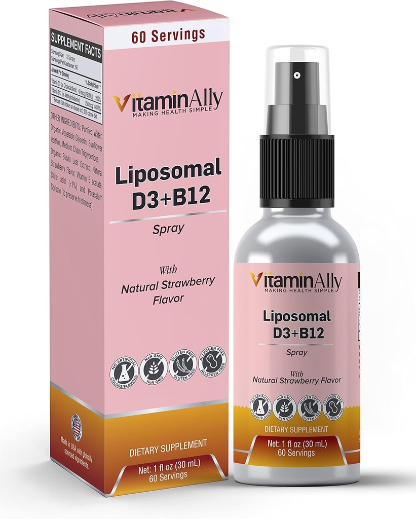 ויטמין נוזלי Liposomal נוזלי D3 + ויטמין B12 Spray | 2 חודשים אספקה 1 oz