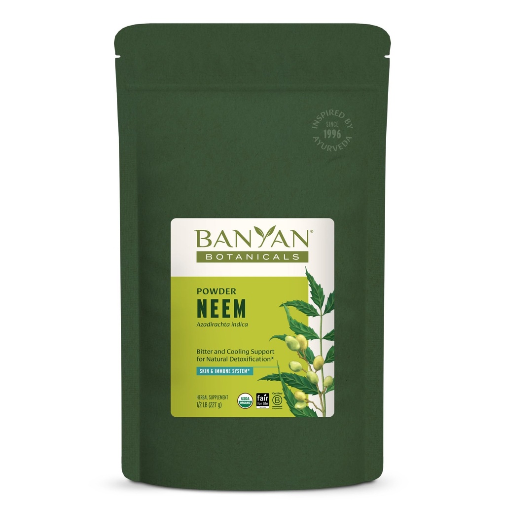Banyan הבוטנים Neem אבקת - אורגני Azadirachta Indica - Purifying Ayurvedic Herb for Healthy Skin & Blood * - 1/2 lb. - הוגן עבור החיים באופן בלתי צפוי מקור לא-GMO טבעוני