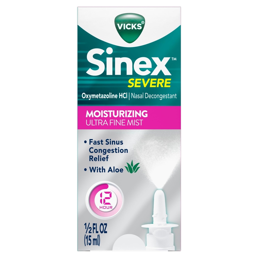 ויקיס סינקס סומס מספר נסאל סעיד עם Moisturizing Ultra Fine Mist, Decongestant for Stuffy Nose Relief from Cold, Allergy, Sinus Pressure - 265 Sprays