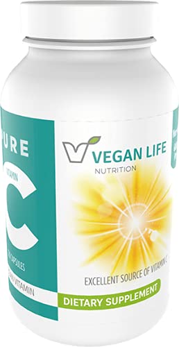 תזונה של חיים טבעונית - תוסף ויטמין C טהור - Gluten-Free, non-GMO - Immune Support and White Blood Cell Health - 120 קפסולות
