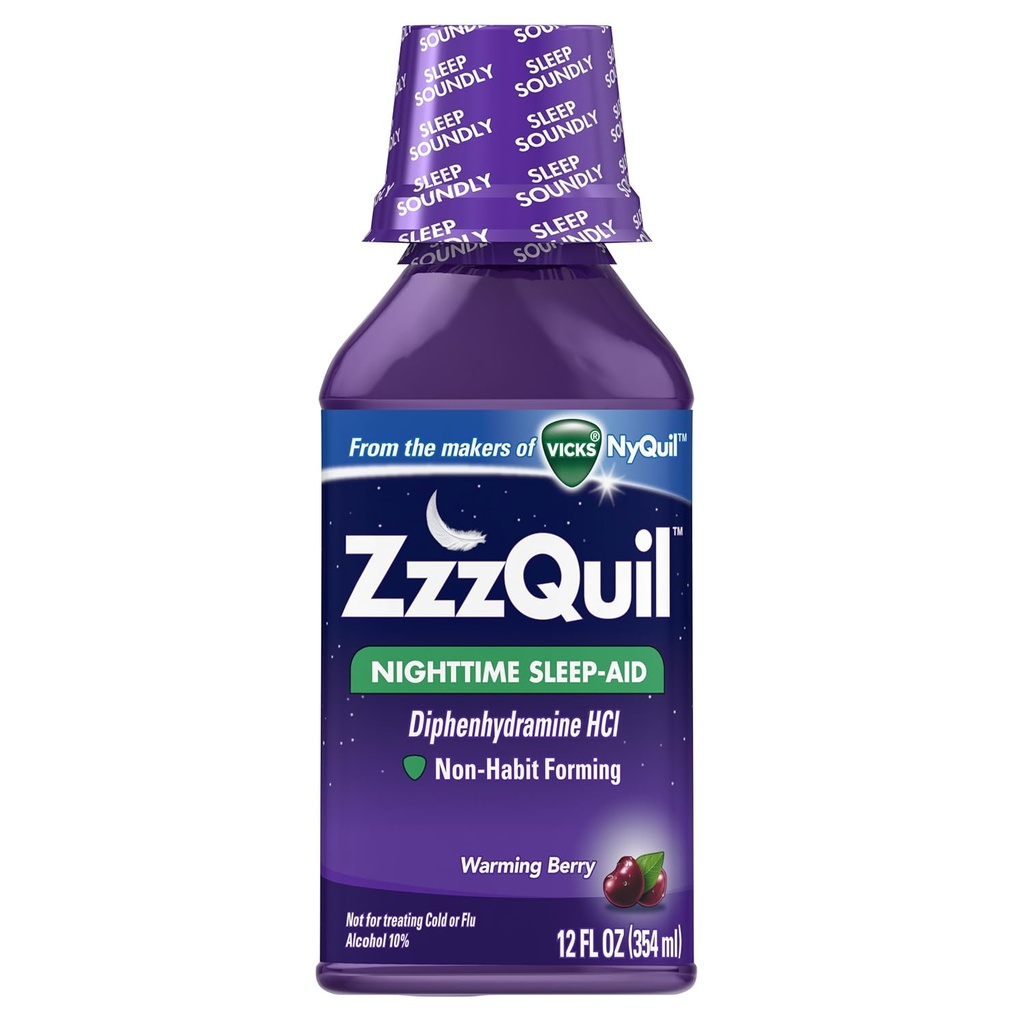 ZzzQuil Nighttime Sleep-Aid נוזל חם ברי פלאמור 12 Fl Oz