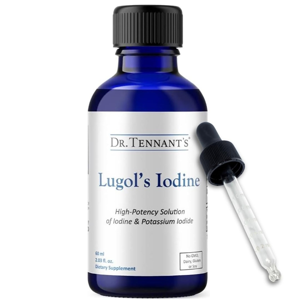 ד"ר Tennant's Liquid Iodine טיפות 2 Fl Oz | הפתרון של Lugol עם Potassium Iodide | Helps Thyroid Function, Hormonal Balance, and Immune Health