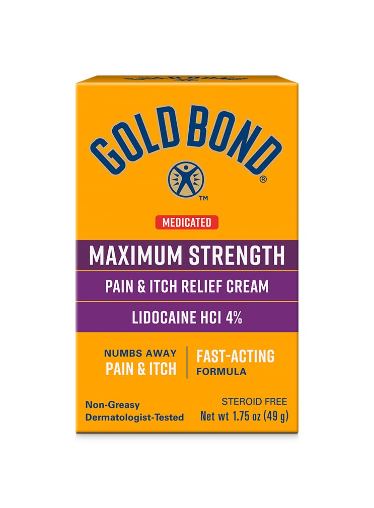 זהב בונד Medicated Power Pain & Itch Relief Cream, 1.75 oz, עם Lidocaine