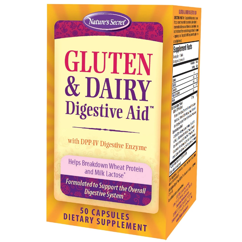 Gu's Secret Gluten & Milk Digestive Aid - 50 קפסולות - עוזר לשבור את חלבון חיטה חלב Lactose - 25 משרתים