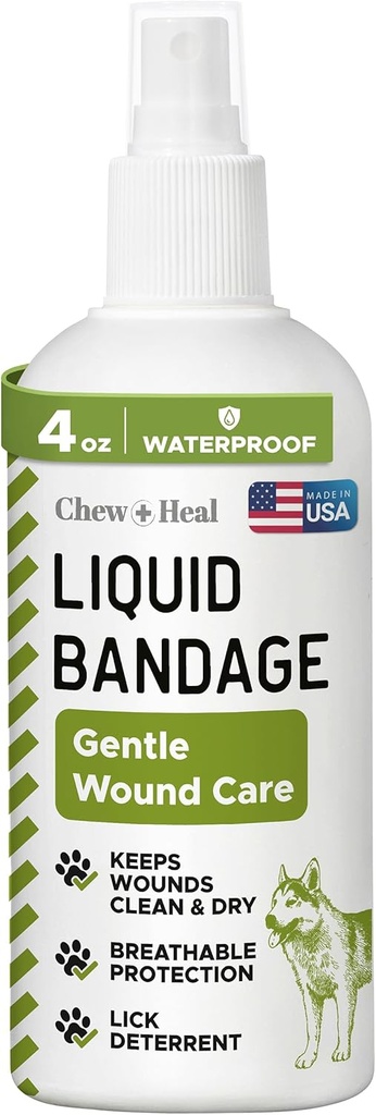 Pet Liquid Bandage for Dogs - 4 oz Spray with Aloe - Wound Care for Dogs כולל Cuts, Scrapes ו-Stitches - נשימה ובטיחות מים