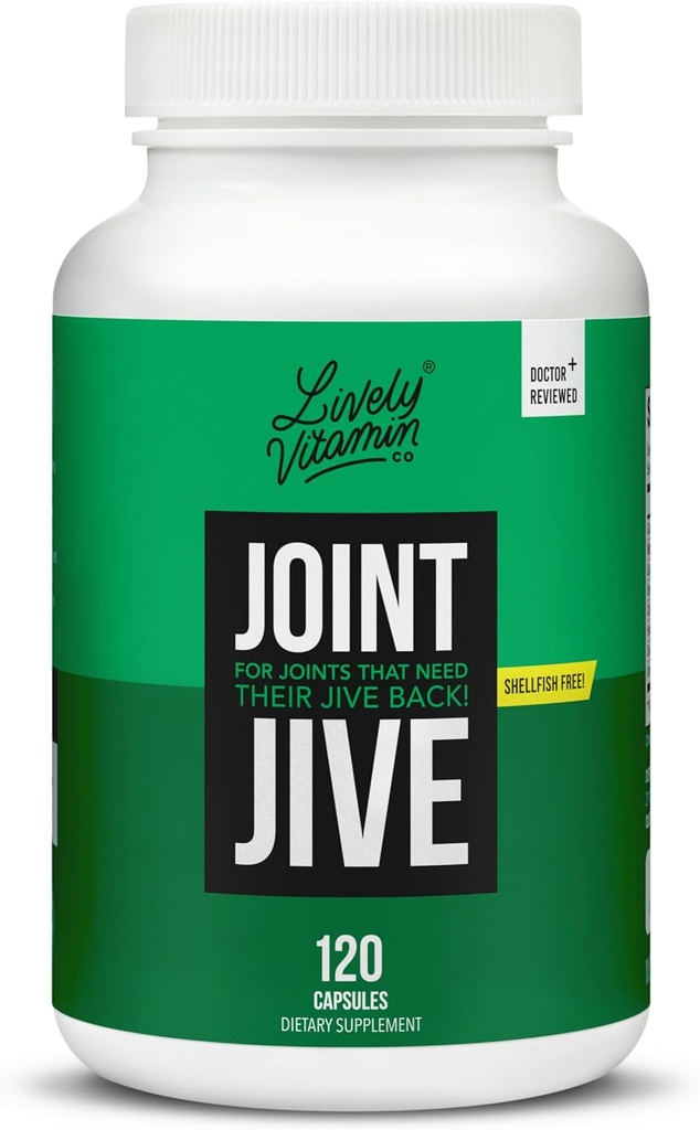 Lively VITAMIN CO. Joint Jive - Lubricate Joints (Knee, Ankle, Neck, Shoulder, Back) - Collagen - Glucosamine - MSM - Quercetin - Chondroitin - Devils Claw - Shellfish-Free Formula - 120 Count Count Count Count Count Count Count Count Count Count Count