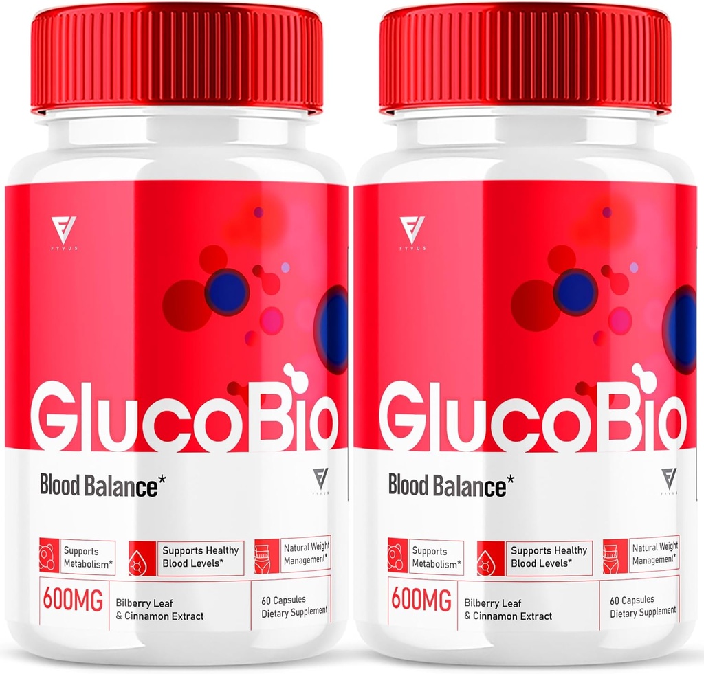 (2 Pack) GlucoBio Health קפסולות Gluco Bio Pills, Gluco Bio Natural ויטמין Total Health and Well Glycogen Support Supplement, BioGluco כמוסות (120 קפסולות)