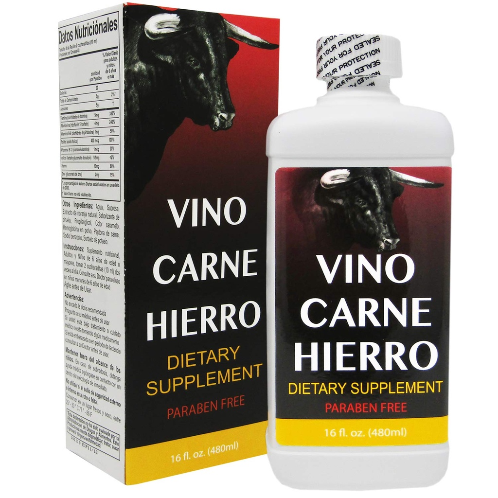 Vino Carne Hierro 16 oz Paraben חינם