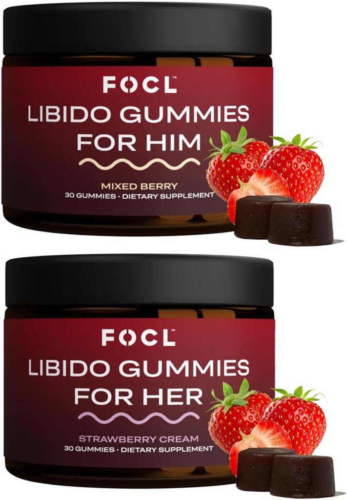 FOCL נשים וגברים Libido Booster Intimacy Set - 1 חודש אספקת חניכיים עבור גברים ונשים עם הורנסי Weed | Boost Desire, Arousal, Energy, Stamina, Performance, Endurance, Balance Balance Balance