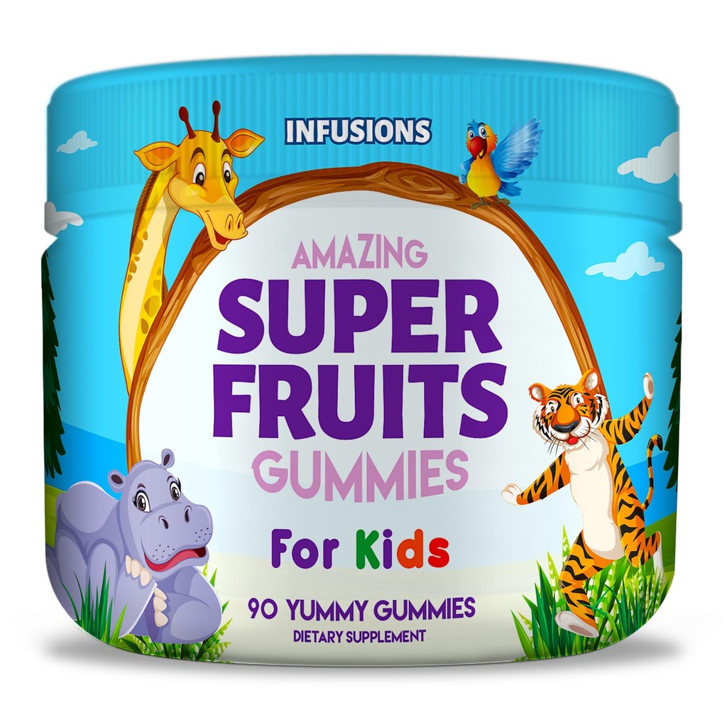 Infusions Super Fruit Gummies for Kids 90 Count Antioxidant Band Soft and Delicious Friendly Gluten Free Non-GMO
