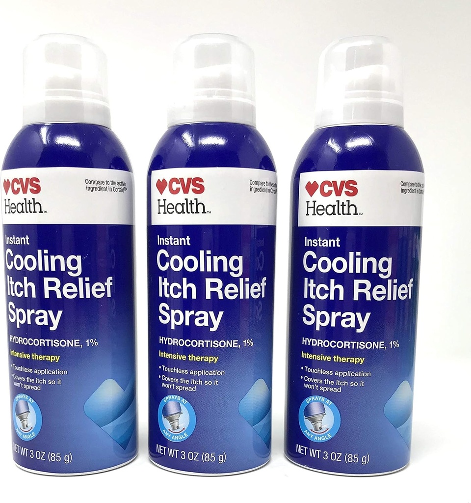CVS Instant Cooling Itch Relief Spray Hydrocortisone 1 Intensive Therapy 3 Oz (3 Pack)
