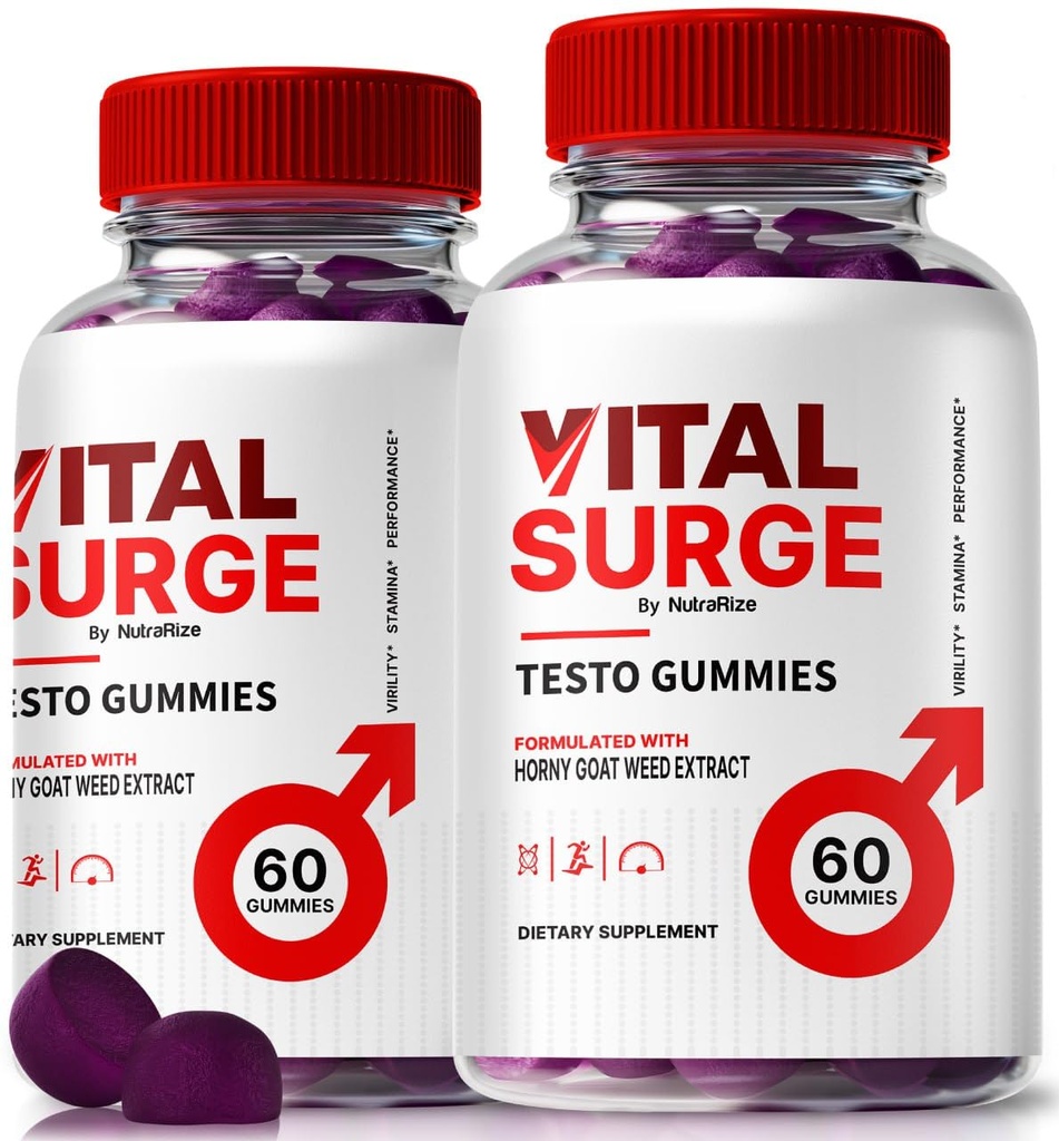 (2 Pack) Vital Surge Testo Gummies - Premium VitalSurge Gummies עבור גברים עם רכיבים נקיים לנהג דלק, אמון וביצועים יומיומיים, Easy-to-Chew Tasty Vital Surge Me Gomitas (120 מסטיק)