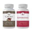 PURE ORIGINAL INGREDIENTS Cacao & Resveratrol קפסולת Bundle (100 קפסולות כל אחד), ללא תוספות או מילויים, מעבדה מאומתת