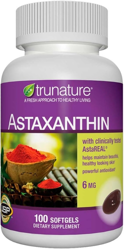 Generic trunatur Astaxanthin 6 מ"ג - משפר את העור אלסטיליות, Moisture, Texture ו Tone - 100 Softgels