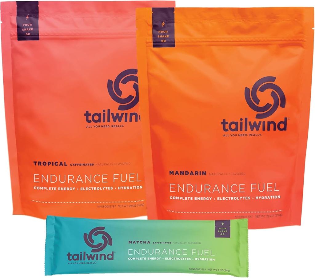Tailwind NutritionGr-and-Go Endurance דלק השקיה Packets Bundle עם אבקת דלק Endurance ו אבקת דלק קצה