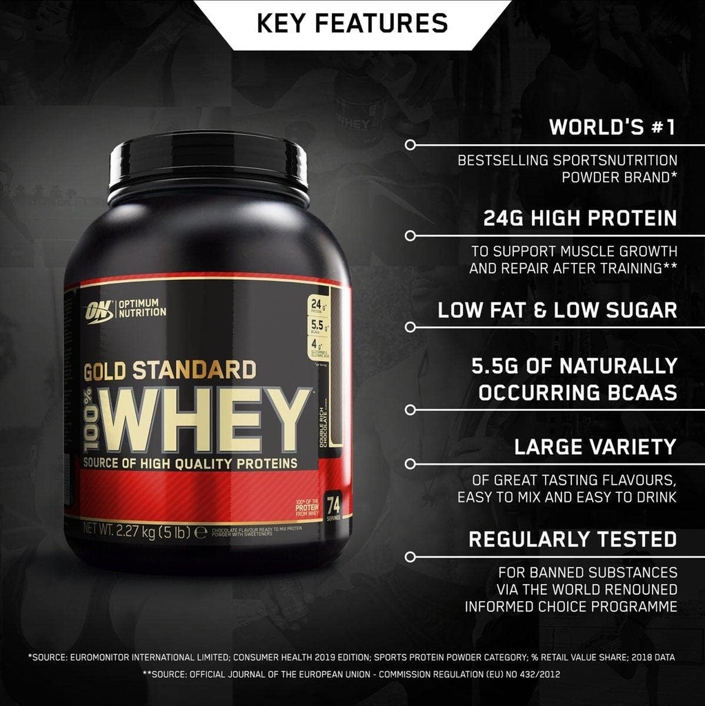 אופטימוס תזונה 100% Whey Gold Standard, Double Rich Chocolate, 5 פאונד