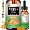 Moringa Drops - אורגני Moringa לחלץ נוזל עם Turmeric ג'ינג'ר Boswellia לאנרגיה, בריאות העור, Gut בריאות - High Absorption Green Superfoods & Amino Acids