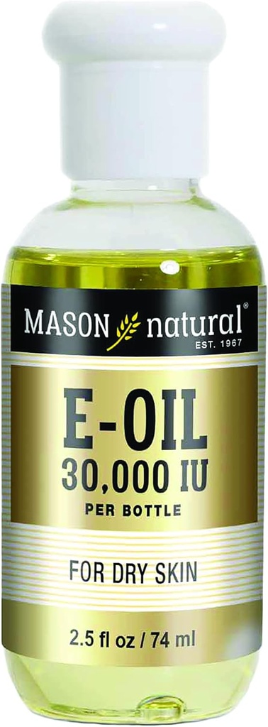 MASON NATURAL ויטמין E שמן, 30000 יואן, מתאים עבור Vegetarians, להשתמש Toply כדי לעזור Moisturize Dull, עור יבש או לקחת כמו תוספת דיאטה עבור אנטיoxidants ויתרונות אנטי-Aging, 2.5 Fl Oz Oz