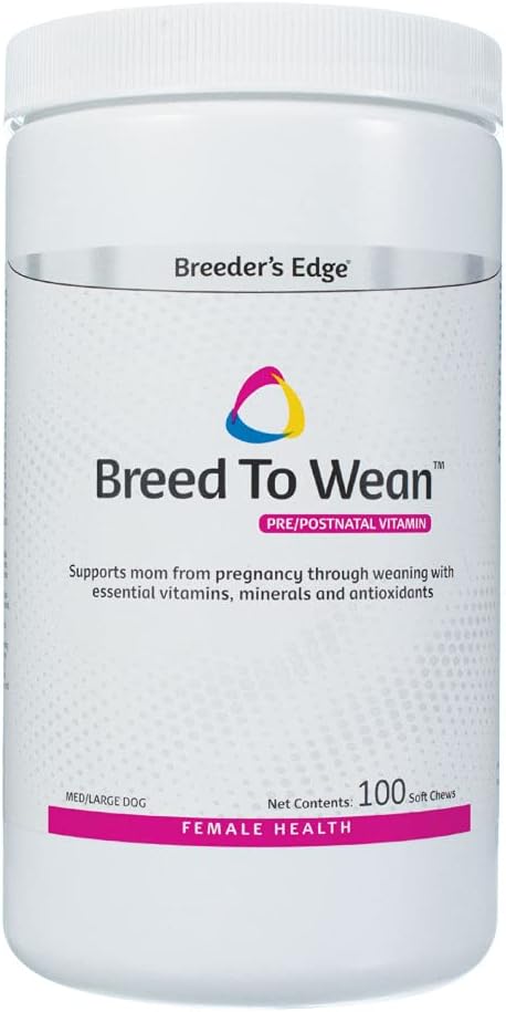Edge של Breeder של Breed to Wean, Prenatal ופוסטנטלי Multivitamin לכלבים וחתולים, תומך אמהות בהריון וסיעוד, מספק אנטי-חמצן, ויטמינים ומינרלים, 100 ct עבור כלבים בינוניים וגדולים