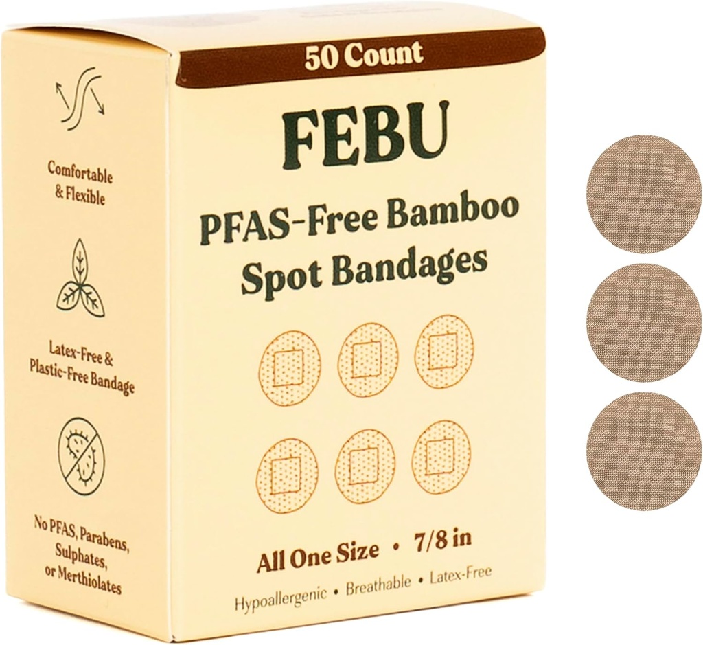 FEBU Eco-Friendly Bamboo הבד Bandages | PFAS Free Bandages for Scraps & Cuts | עמוד גמיש Bandage
