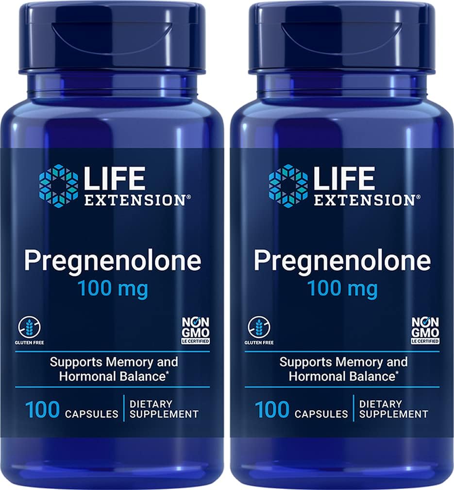 תוחלת החיים Pregnenolone 100 Mg 100 Caps 2Pack (200 Count)