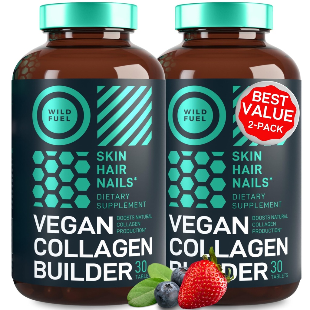 טבעוני קולגן Booster Tablets - Cruelty-Free Vegan Collagen תוספי - ביוטין, אורגני Superfood, Plant Based Collagen ויטמינים for Skin, Hair, Nails - 2Pack, 60 Vegeterian Collagen Boost Pills