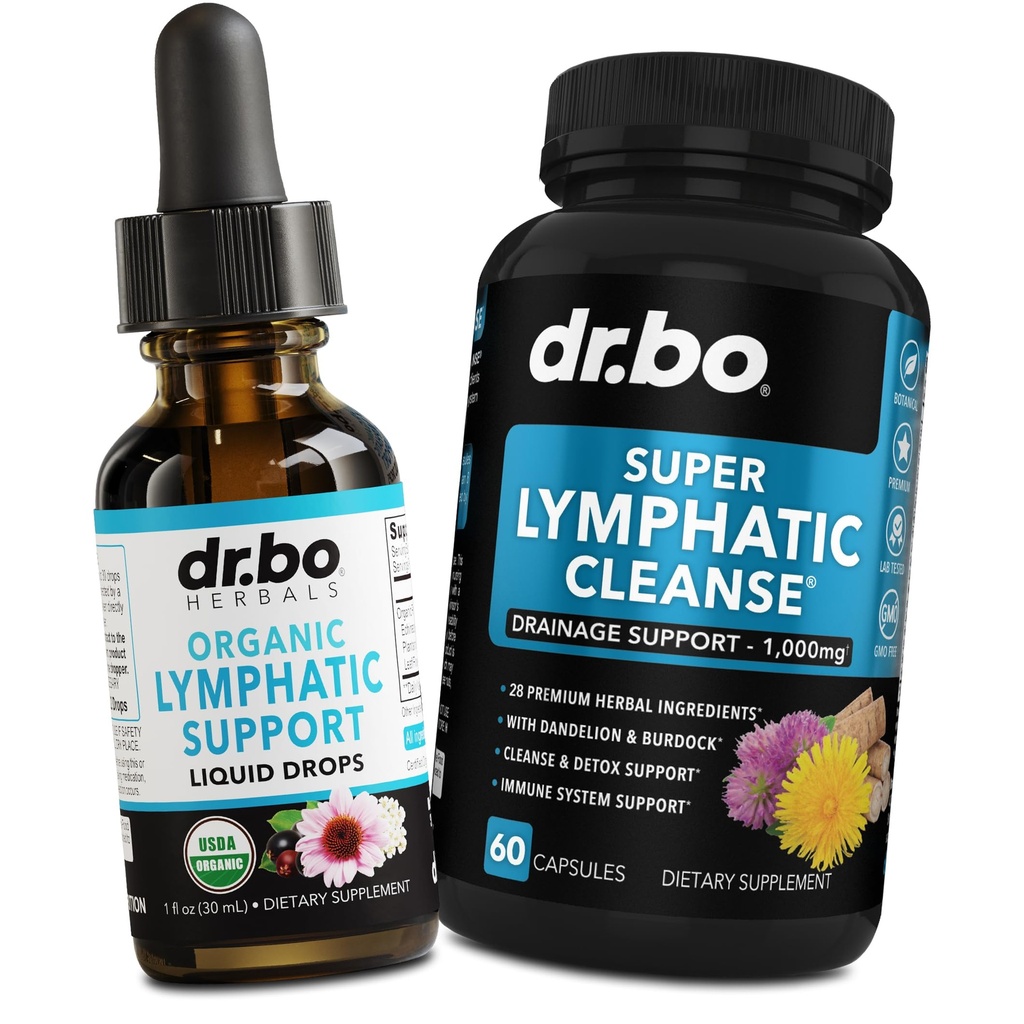 Lymphatic Drainage תוספי Drops & Pills - אורגני Lymphatic תמיכה נוזל טיפות ניקוי קפסולות עם Echinacea, ג'ינג'ר, Dandelion, Red Root תוספת Lymph Node Detox מערכת ניקוי Drainage