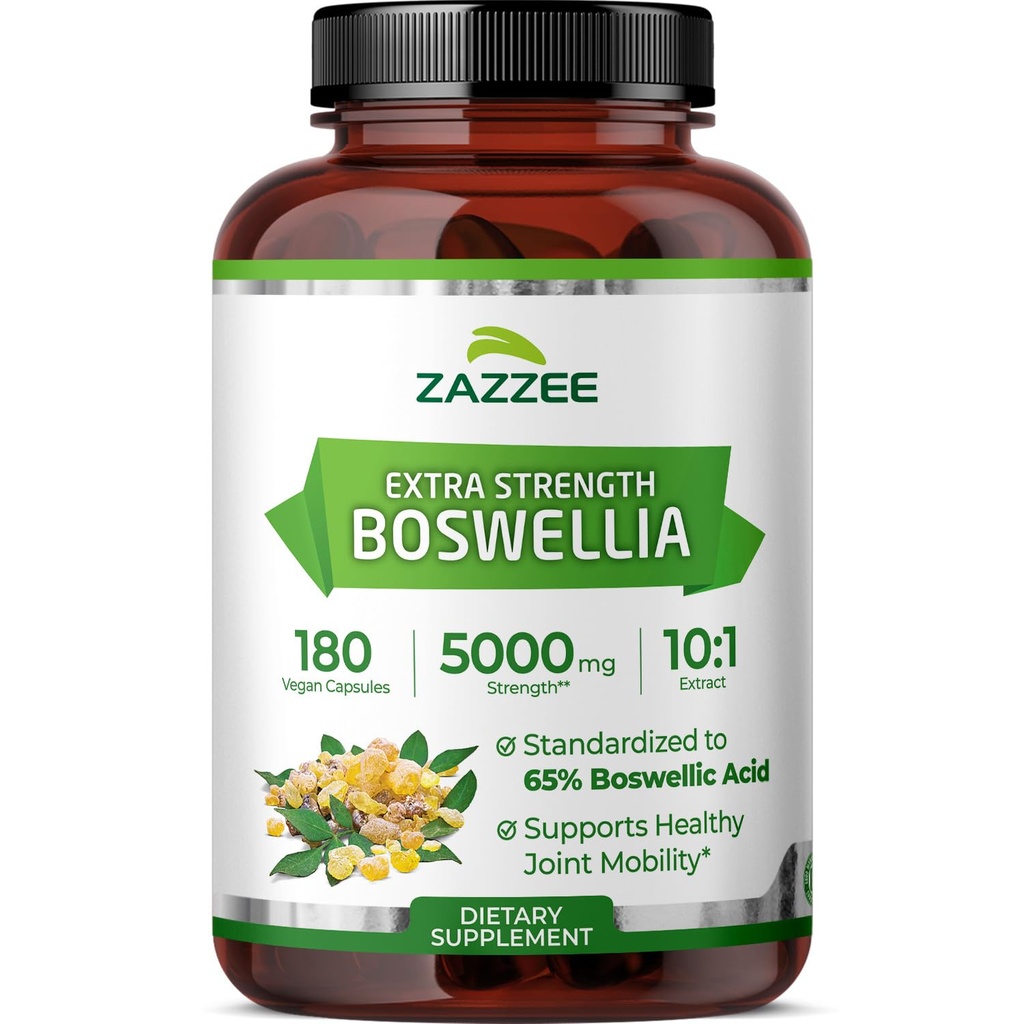 Zazzee תוספת כוח Boswellia 10:1 לחלץ, 65% Boswellic Acid, 180 קפסולות טבעוניות, 6 חודשים אספקה, Boswellia Serrata, נוחות משותפת, ניידות & גמישות תמיכה, non-GMO, מיוצר בארה"ב.