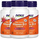 Now Foods Now ויטמין D-3, 50 mcg (2,000 IU), 240 Softgels, 3 Pack