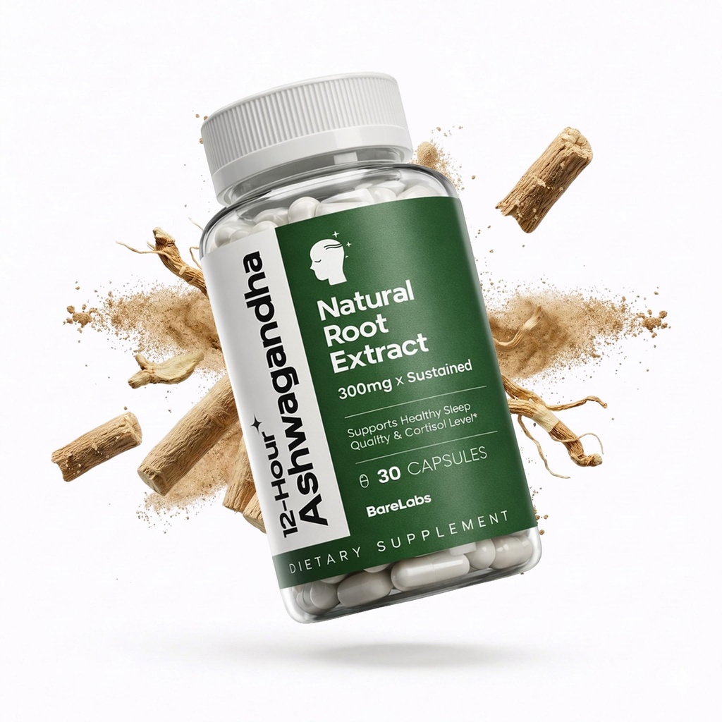 Ashwagandha 300 מ"ג + 12 Hour שחרור תמצית שורש (Prolanza®) + Stress, Sleep & Energy Support Supplement for Men & Women - 30 יום אספקה